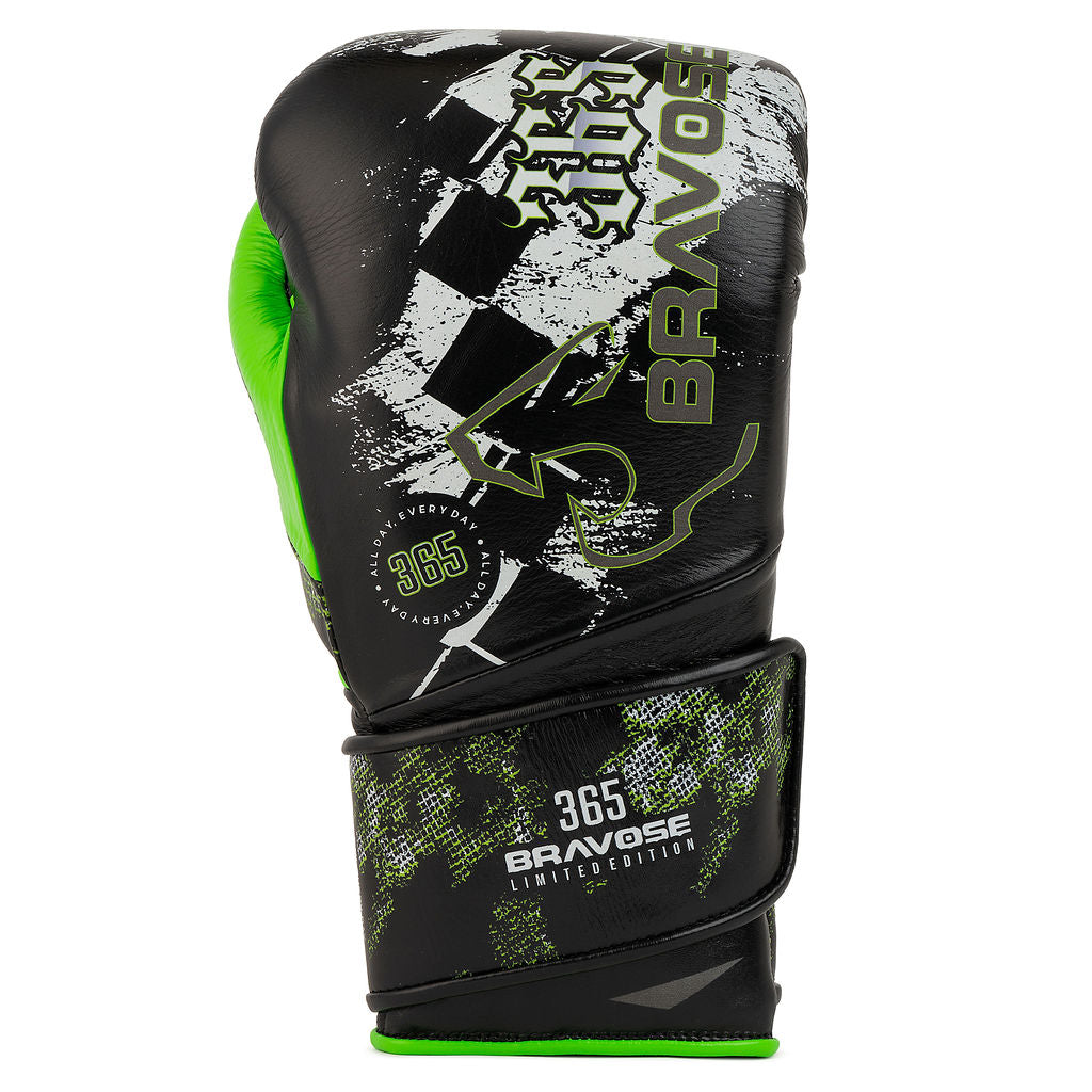 Bravose Limited Edition 16oz Velcro Boxing Gloves – Black & Green