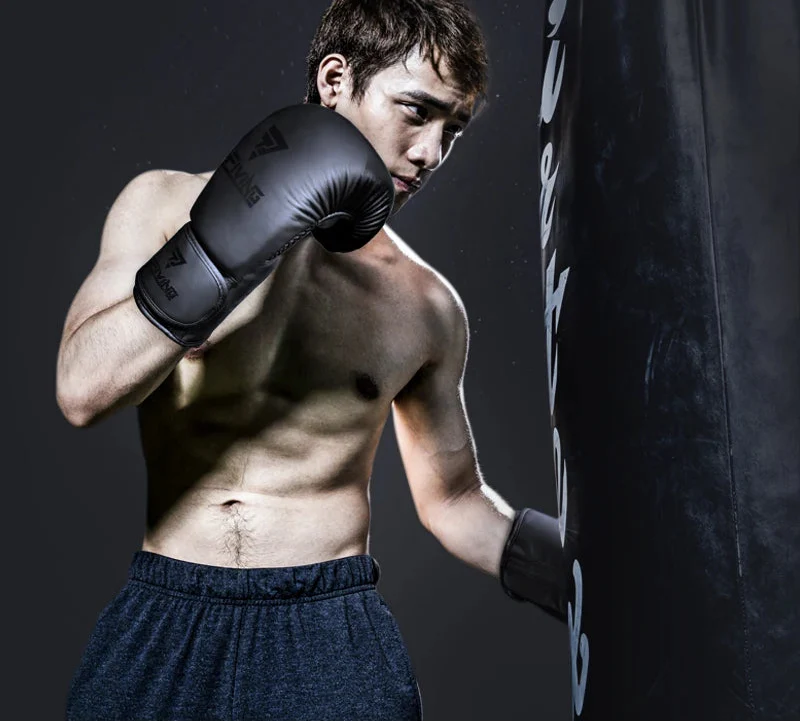 NNEOBA 8oz PU Leather Boxing Gloves Unisex Training Gloves Black