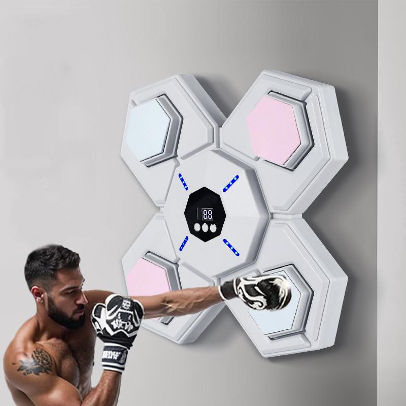 NNEDSZ Rechargeable Bluetooth Boxing Machine With Adult & Child Gloves - Blue - Without Gloves Pink Blue