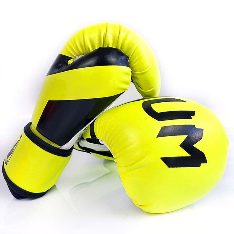 NNEDSZ Professional Boxing Gloves For Adult Training - 10Oz Muay Thai Fighting - Fluorescent Yellow