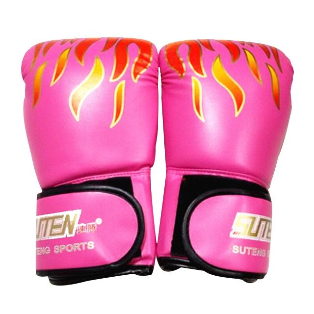 NNEDSZ Adult Flame Pattern Pu Leather Boxing Gloves - Pink