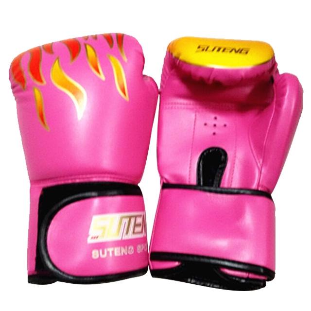 NNEDSZ Adult Flame Pattern Pu Leather Boxing Gloves - Pink