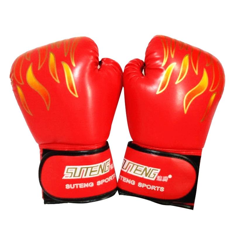 NNEDSZ Adult Flame Pattern Pu Leather Boxing Gloves - Fitness - Red