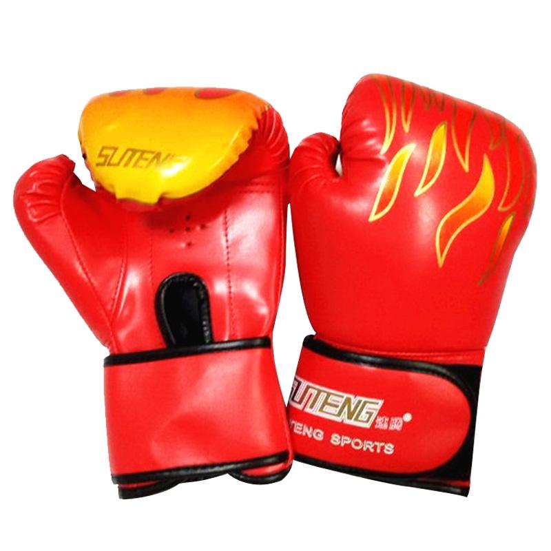 NNEDSZ Adult Flame Pattern Pu Leather Boxing Gloves - Fitness - Red